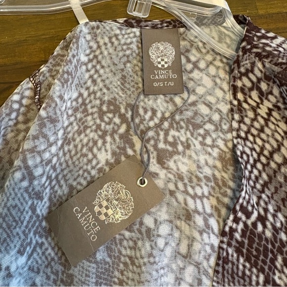 Vince Camuto Sheer Cardigan Kimono Snake Print Python One Size Cover Up Gray - Picture 5 of 7